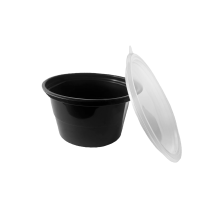 Bol supa negru PP cu capac transparent