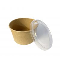 Boluri din carton kraft exterior si interior pentru supa, cu capac transparent, 16 oz