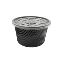 Bol supa pp negru cu capac transparent